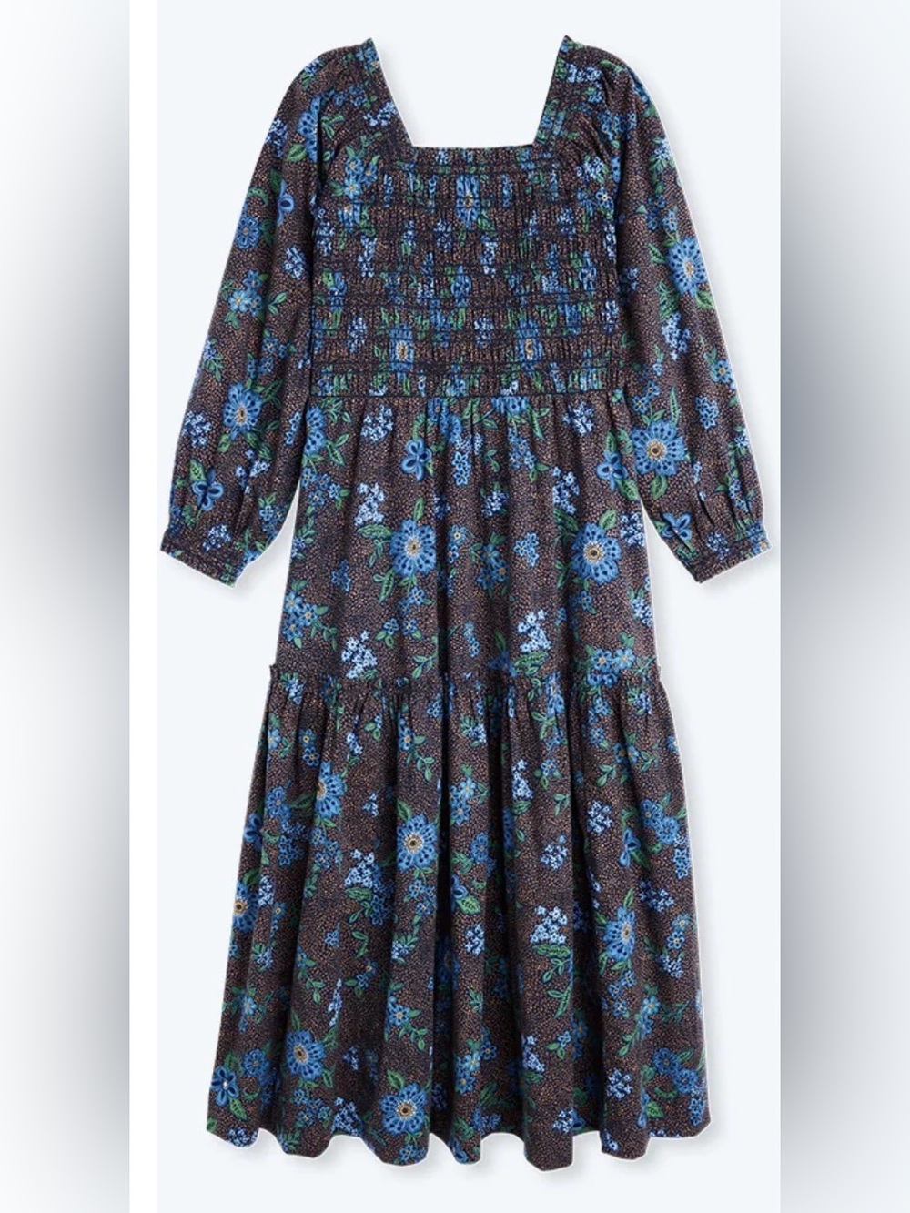 Summersalt “The Countryside Poplin Midi Dress” in Rustic Floral- Midnight SZ L